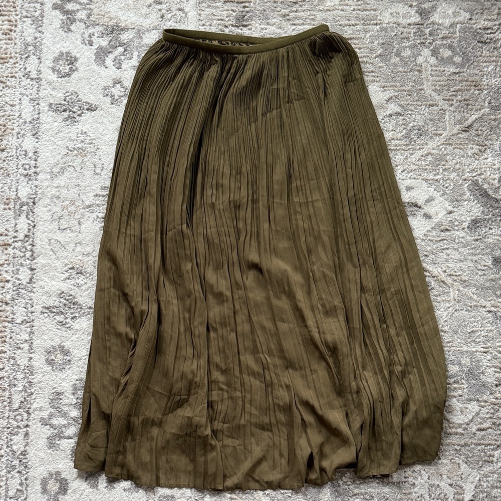 Olive Green Pleated Women's Skirt